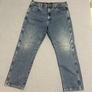 Wrangler George Straight Leg Jeans Mid-Rise Medium Wash Blue Mens Size 38 x 34